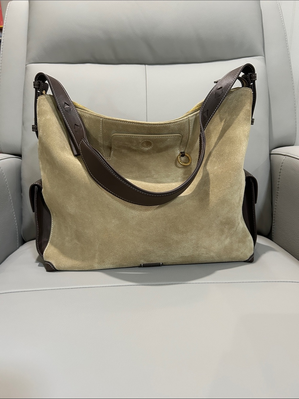 Songmont Large Yore Hobo Bag - Dune Suede and Leather - Gentle Used